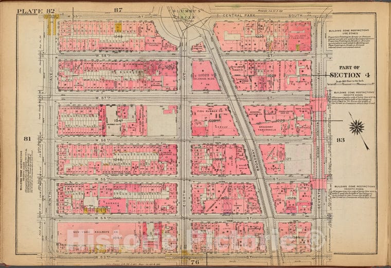 Historic 1921 Map - Plate 82: [Bounded By W. 59Th Street, Columbus Circle, Central P - Vintage Wall Art