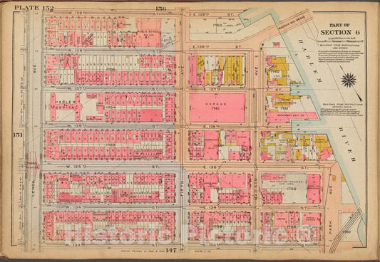 Historic 1921 Map - Plate 152: [Bounded By W. 139Th Street, E. 139Th Street, Harlem - Vintage Wall Art