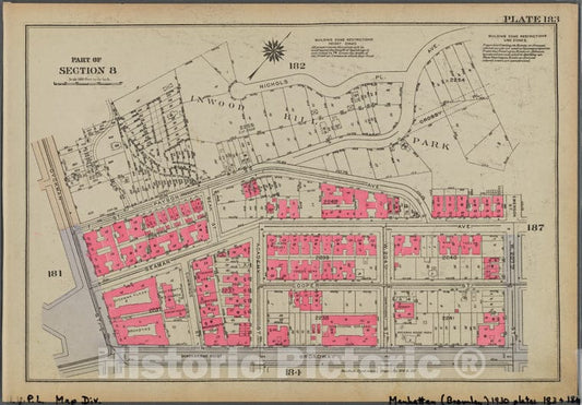 Historic 1930 Map - Plate 183, Part Of Section 8: [Bounded By Nichols Place, Payson - Vintage Wall Art