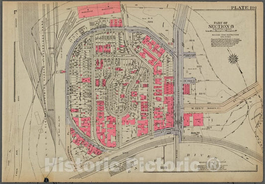 Historic 1930 Map - Plate 191, Part Of Section 8: [Bounded By W. 228Th Street, Broad - Vintage Wall Art