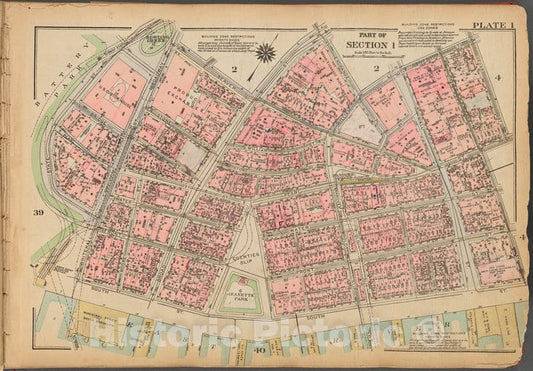 Historic 1927 Map - Plate 1, Part Of Section 1: [Bounded By Beaver Street, Broad Str - Vintage Wall Art
