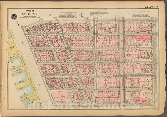 Historic 1927 Map - Plate 5, Part Of Section 1: [Bounded By Reade Street, Broadway, Vintage Wall Art