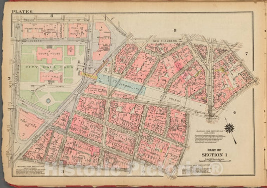 Historic 1927 Map - Plate 6, Part Of Section 1: [Bounded By Reade Street, Duane Stre - Vintage Wall Art