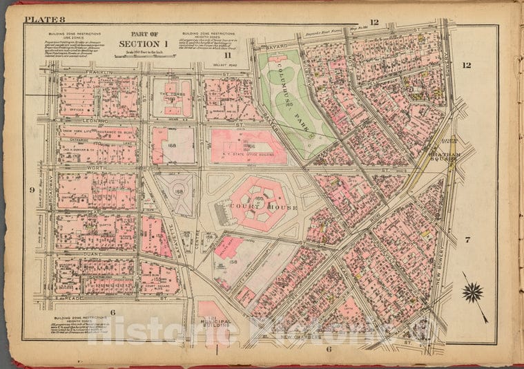 Historic 1927 Map - Plate 8, Part Of Section 1: [Bounded By Franklin Street, Baxter - Vintage Wall Art