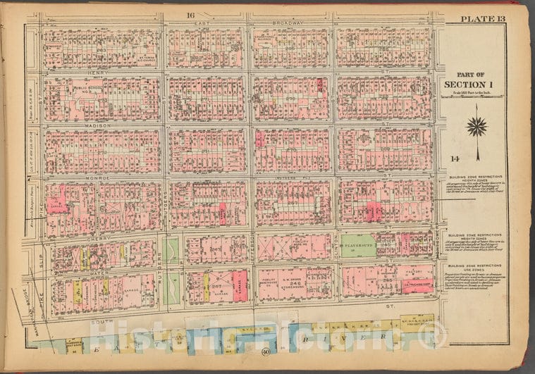 Historic 1927 Map - Plate 13, Part Of Section 1: [Bounded By East Broadway, Montgome - Vintage Wall Art