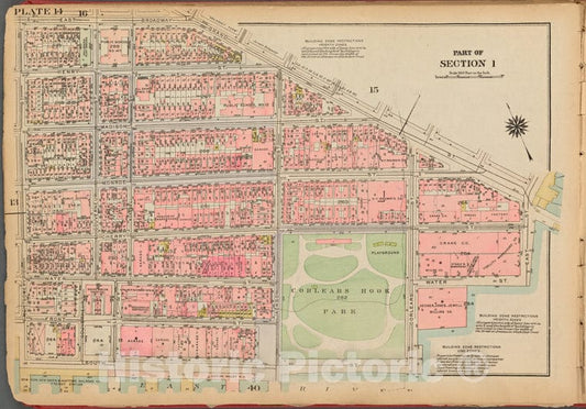Historic 1927 Map - Plate 14, Part Of Section 1: [Bounded By East Broadway, Grand St - Vintage Wall Art