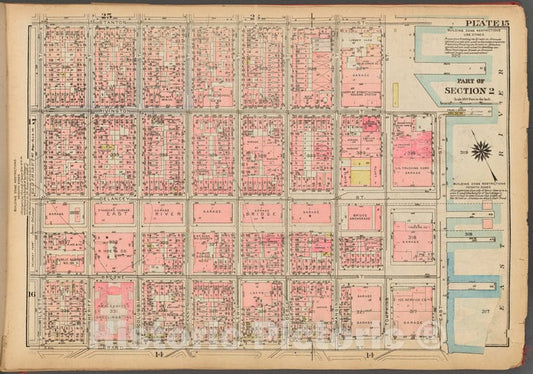 Historic 1927 Map - Plate 15, Part Of Section 2: [Bounded By Stanton Street, Tompkin - Vintage Wall Art