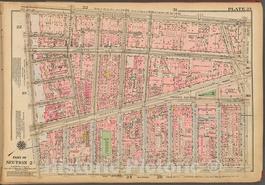Historic 1927 Map - Plate 23, Part Of Section 2: [Bounded By Broadway, E. 8Th Street - Vintage Wall Art
