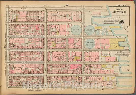 Historic 1927 Map - Plate 27, Part Of Section 2: [Bounded By E. 14Th Street, (East R - Vintage Wall Art