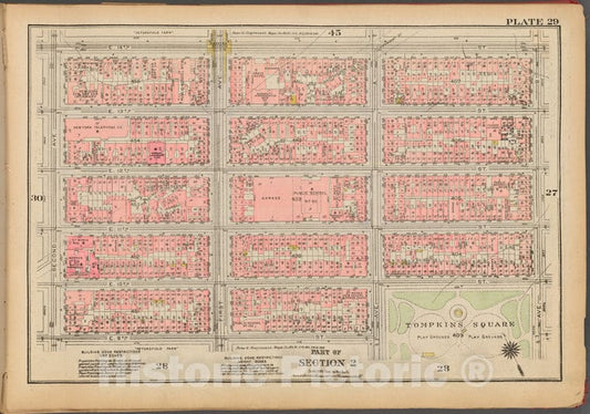 Historic 1927 Map - Plate 29, Part Of Section 2: [Bounded By E. 14Th Street, Avenue - Vintage Wall Art