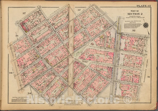 Historic 1927 Map - Plate 35, Part Of Section 2: [Bounded By W. 11Th Street, W. 4Th - Vintage Wall Art