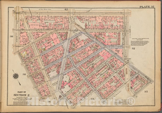 Historic 1927 Map - Plate 37, Part Of Section 2: [Bounded By W. 14Th Street, Seventh - Vintage Wall Art