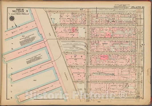 Historic 1927 Map - Plate 41, Part Of Section 3: [Bounded By W. 20Th Street, Ninth A - Vintage Wall Art