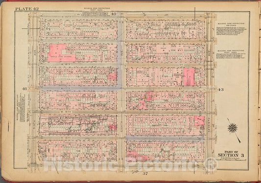 Historic 1927 Map - Plate 42, Part Of Section 3: [Bounded By W. 20Th Street, Seventh - Vintage Wall Art
