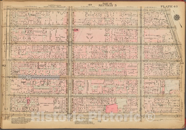 Historic 1927 Map - Plate 43, Part Of Section 3: [Bounded By W. 20Th Street, E. 20Th - Vintage Wall Art