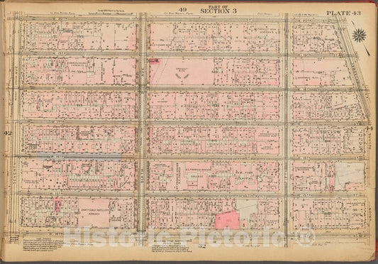 Historic 1927 Map - Plate 43, Part Of Section 3: [Bounded By W. 20Th Street, E. 20Th - Vintage Wall Art
