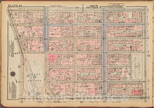 Historic 1927 Map - Plate 44, Part Of Section 3: [Bounded By (Gramercy Park) E. 20Th - Vintage Wall Art