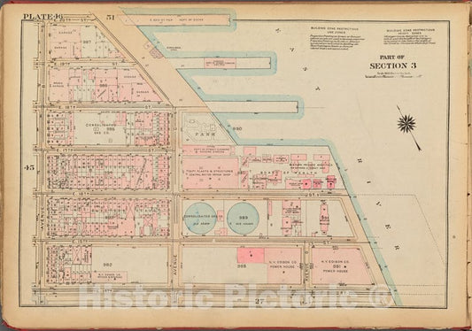 Historic 1927 Map - Plate 46, Part Of Section 3: [Bounded By E. 20Th Street, East Ri - Vintage Wall Art