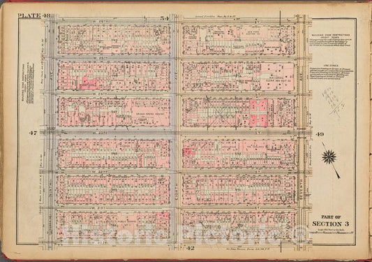 Historic 1927 Map - Plate 48, Part Of Section 3: [Bounded By W. 26Th Street, Seventh - Vintage Wall Art