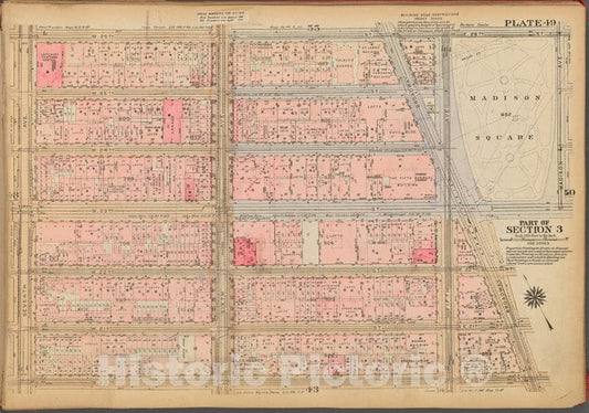 Historic 1927 Map - Plate 49, Part Of Section 3: [Bounded By W. 26Th Street, E. 26Th - Vintage Wall Art