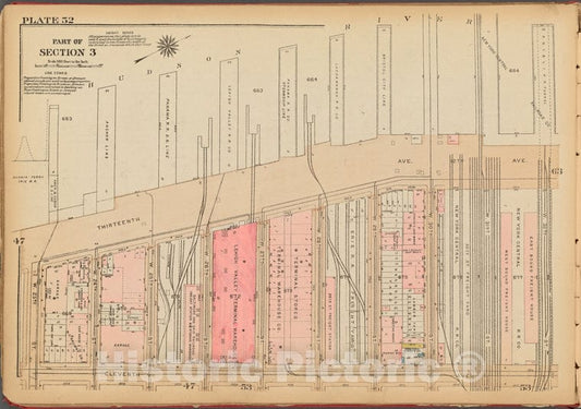 Historic 1927 Map - Plate 52, Part Of Section 3: [Bounded By (Hudson River Piers) Th - Vintage Wall Art