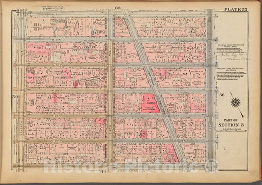 Historic 1927 Map - Plate 55, Part Of Section 3: [Bounded By W. 32Nd Street, Fifth A - Vintage Wall Art