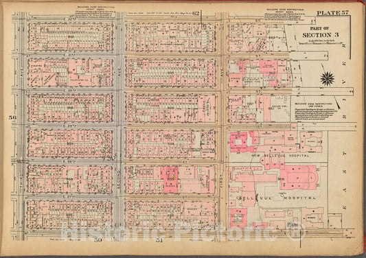 Historic 1927 Map - Plate 57, Part Of Section 3: [Bounded By E. 32Nd Street, (East R - Vintage Wall Art
