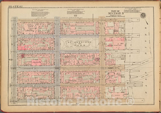 Historic 1927 Map - Plate 62, Part Of Section 3: [Bounded By E. 37Th Street, (East R - Vintage Wall Art