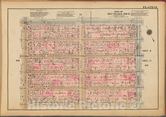 Historic 1927 Map - Plate 65, Part Of Sections 3 & 4: [Bounded By W. 42Nd Street, Se - Vintage Wall Art