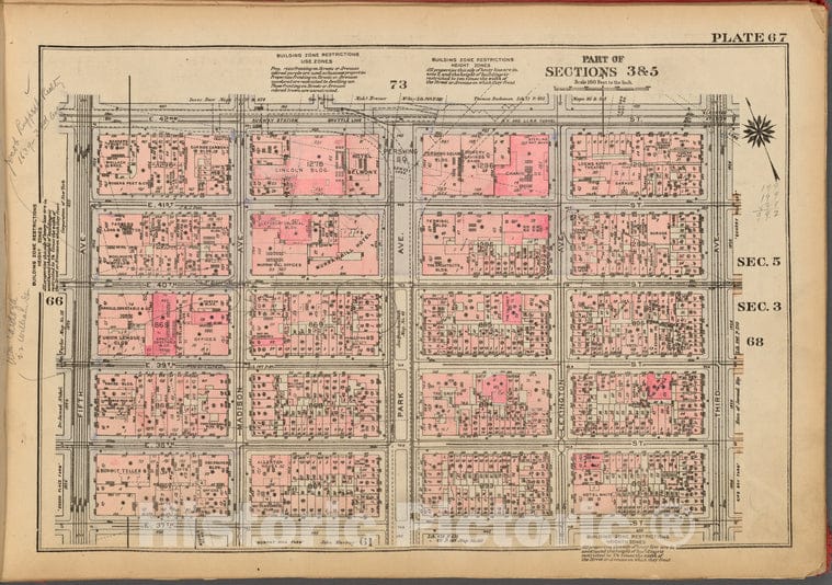 Historic 1927 Map - Plate 67, Part Of Sections 3 & 5: [Bounded By E. 42Nd Street, Th - Vintage Wall Art