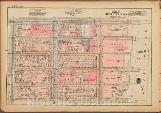 Historic 1927 Map - Plate 68, Part Of Sections 3 & 5: [Bounded By E. 42Nd Street, (E - Vintage Wall Art