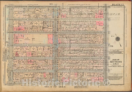 Historic 1927 Map - Plate 77, Part Of Sections 4 & 5: [Bounded By W. 53Rd Street, Fi - Vintage Wall Art