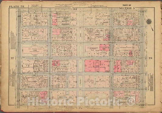 Historic 1927 Map - Plate 78, Part Of Section 5: [Bounded By E. 53Rd Street, Third A - Vintage Wall Art