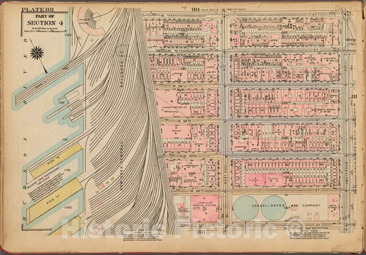 Historic 1927 Map - Plate 88, Part Of Section 4: [Bounded By W. 71St Street, Amsterd - Vintage Wall Art