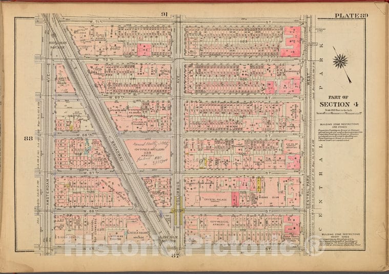 Historic 1927 Map - Plate 89, Part Of Section 4: [Bounded By W. 71St Street, Central - Vintage Wall Art