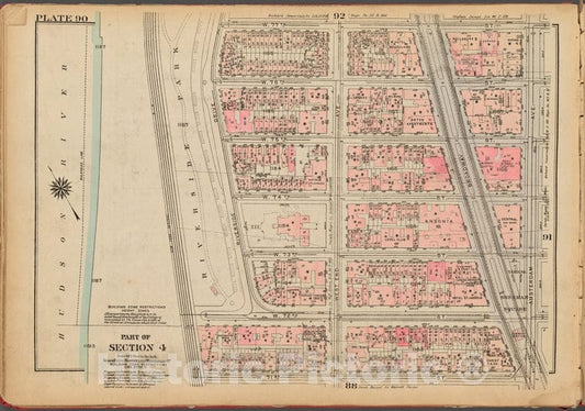 Historic 1927 Map - Plate 90, Part Of Section 4: [Bounded By W. 77Th Street, Amsterd - Vintage Wall Art