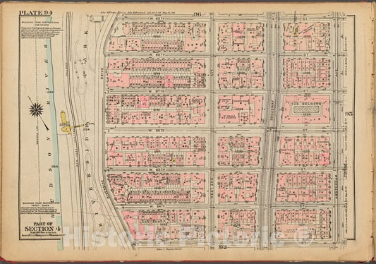 Historic 1927 Map - Plate 94, Part Of Section 4: [Bounded By W. 89Th Street, Amsterd - Vintage Wall Art
