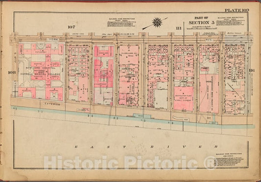 Historic 1927 Map - Plate 109, Part Of Section 5: [Bounded By York Avenue, E. 76Th S - Vintage Wall Art