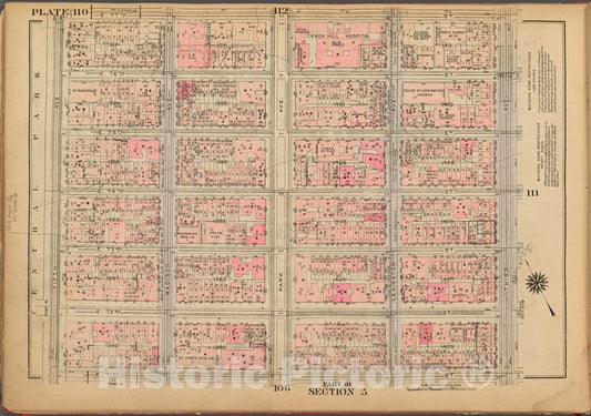 Historic 1927 Map - Plate 110, Part Of Section 5: [Bounded By E. 77Th Street, Third - Vintage Wall Art