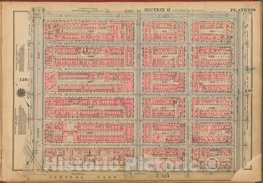 Historic 1927 Map - Plate 129, Part Of Section 6: [Bounded By W. 116Th Street, E. 11 - Vintage Wall Art