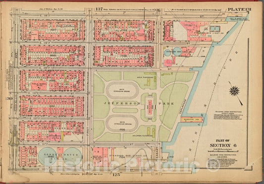 Historic 1927 Map - Plate 131, Part Of Section 6: [Bounded By E. 116Th Street, (Harl - Vintage Wall Art
