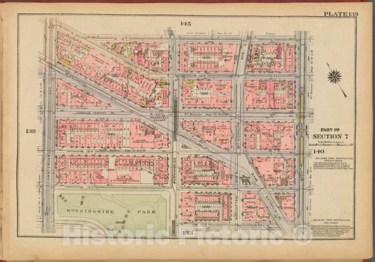 Historic 1927 Map - Plate 139, Part Of Section 7: [Bounded By W. 126Th Street, W. 12 - Vintage Wall Art