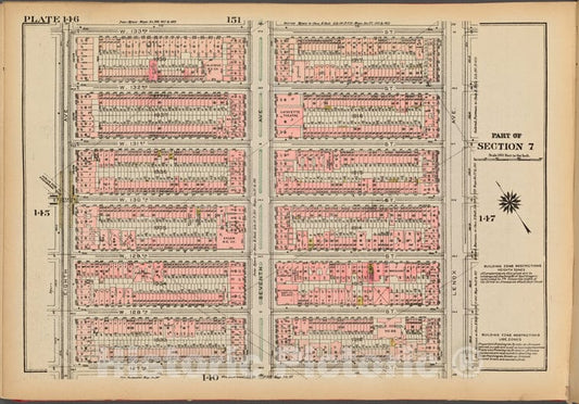 Historic 1927 Map - Plate 146, Part Of Section 7: [Bounded By W. 133Rd Street, Lenox - Vintage Wall Art