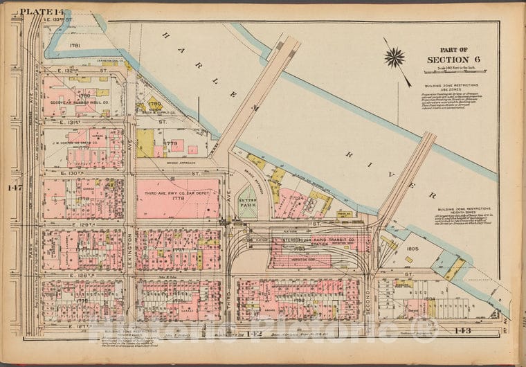 Historic 1927 Map - Plate 148, Part Of Section 6: [Bounded By E. 133Rd Street, Harle - Vintage Wall Art
