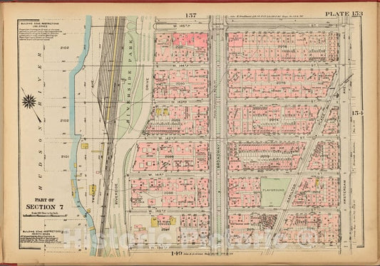 Historic 1927 Map - Plate 153, Part Of Section 7: [Bounded By W. 145Th Street, Amste - Vintage Wall Art