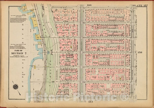 Historic 1927 Map - Plate 157, Part Of Section 7: [Bounded By W. 151St Street, Amste - Vintage Wall Art