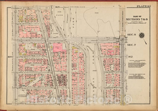 Historic 1927 Map - Plate 161, Part Of Sections 7 & 8: [Bounded By W. 157Th Street, Vintage Wall Art
