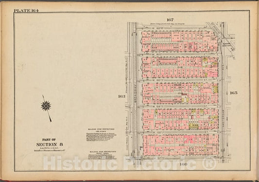 Historic 1927 Map - Plate 164, Part Of Section 8: [Bounded By W. 162Nd Street, St. N - Vintage Wall Art