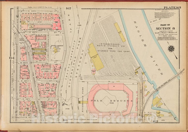 Historic 1927 Map - Plate 165, Part Of Section 8: [Bounded By W. 163Rd Street, (Crot - Vintage Wall Art