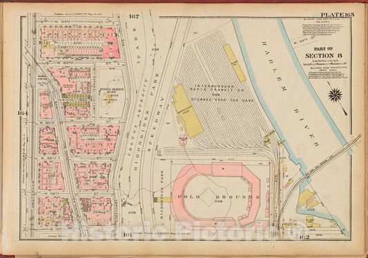 Historic 1927 Map - Plate 165, Part Of Section 8: [Bounded By W. 163Rd Street, (Crot - Vintage Wall Art
